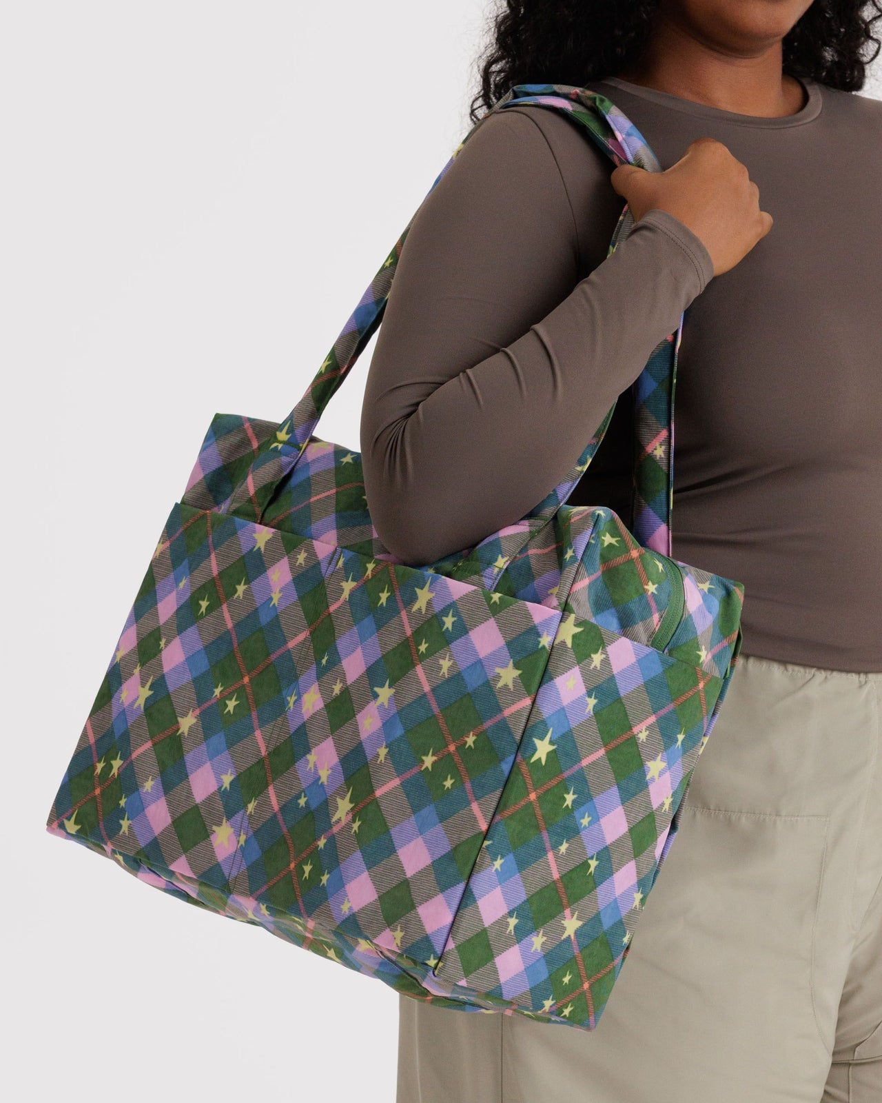 Small Cloud Carry-On - Green Star Plaid