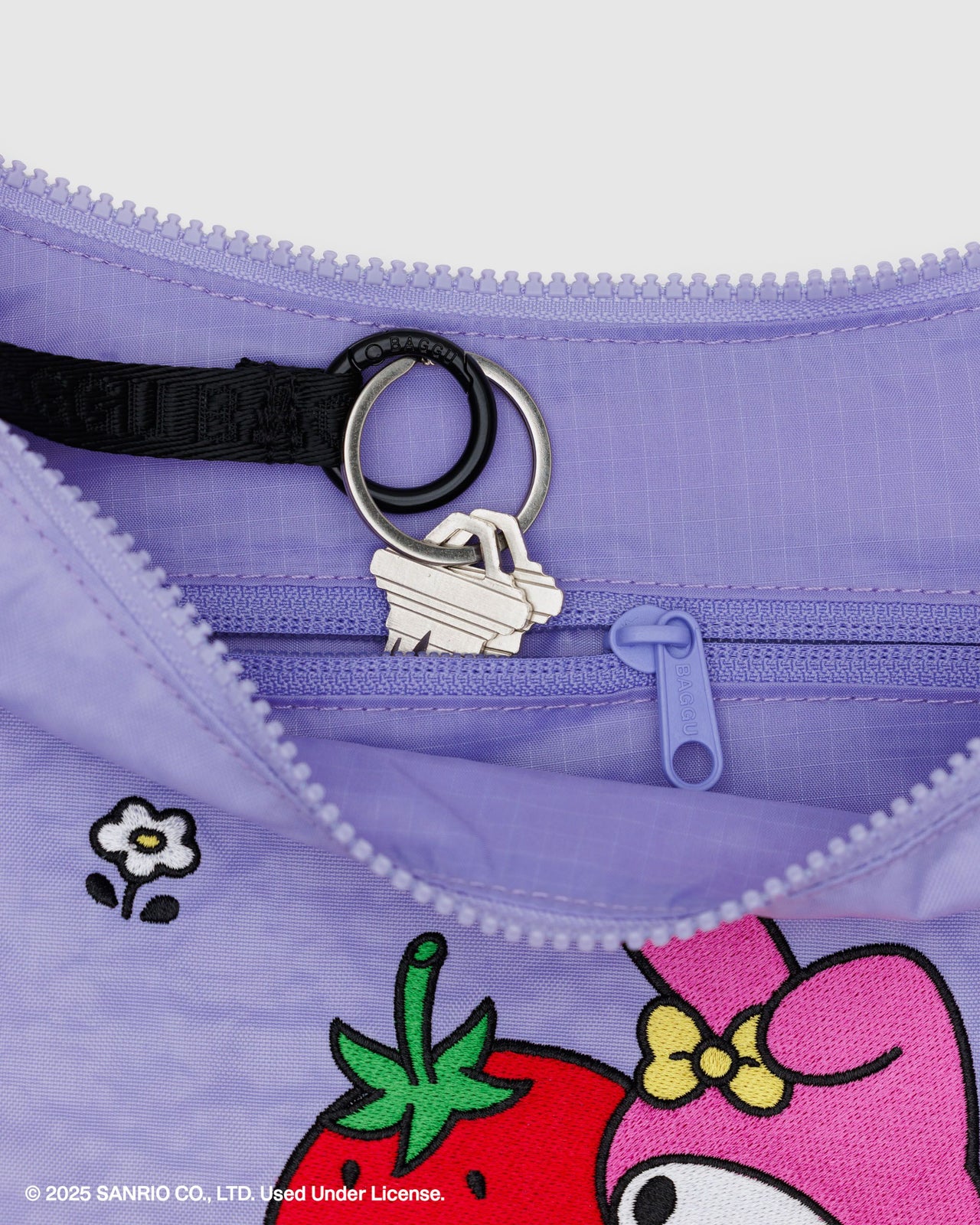Medium Nylon Crescent Bag - Embroidered My Melody Strawberry