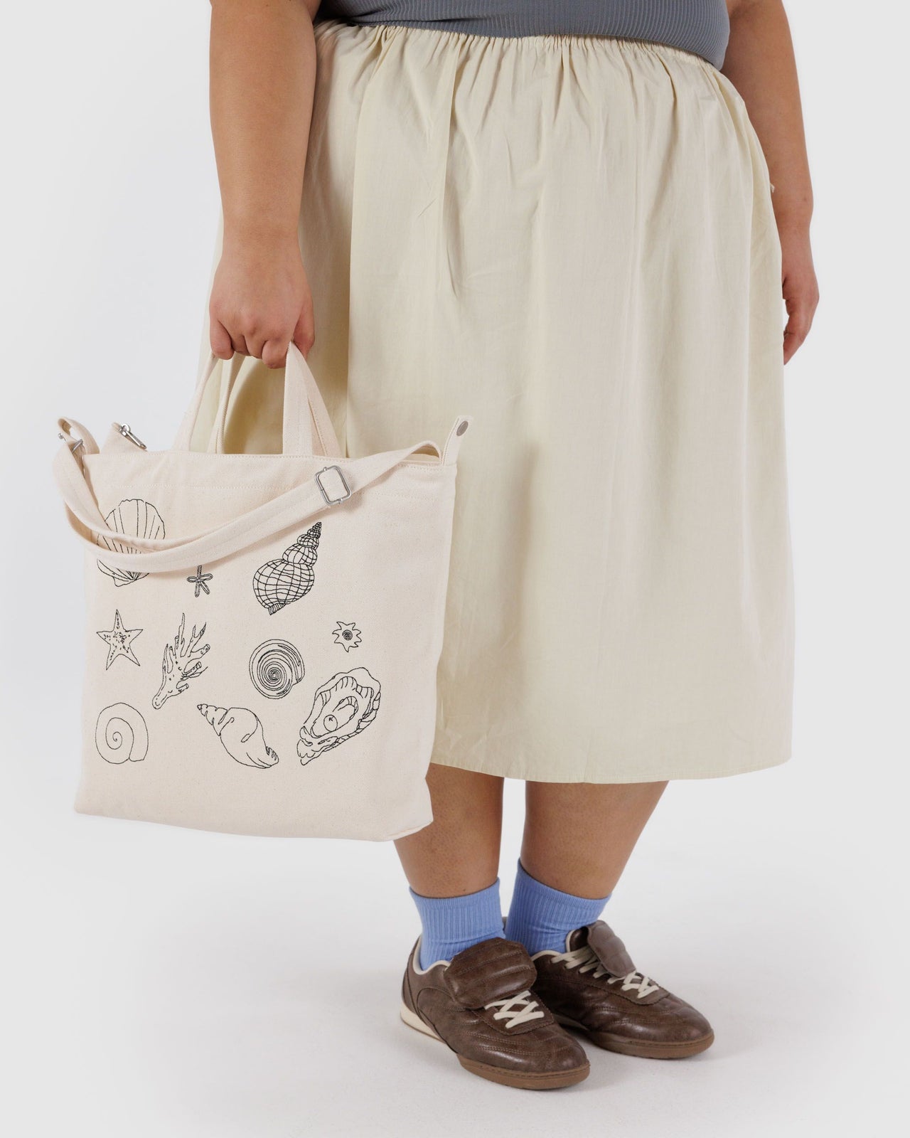 Horizontal Zip Duck Bag - Embroidered Shells