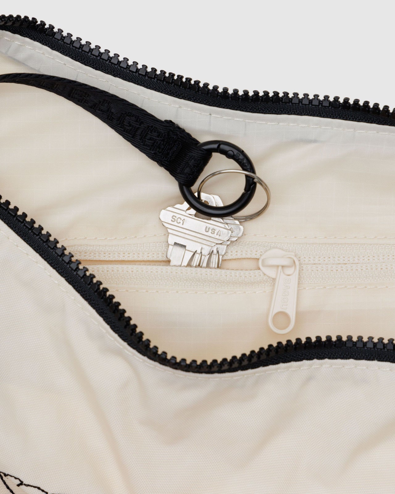 Medium Nylon Crescent Bag - Embroidered Shells