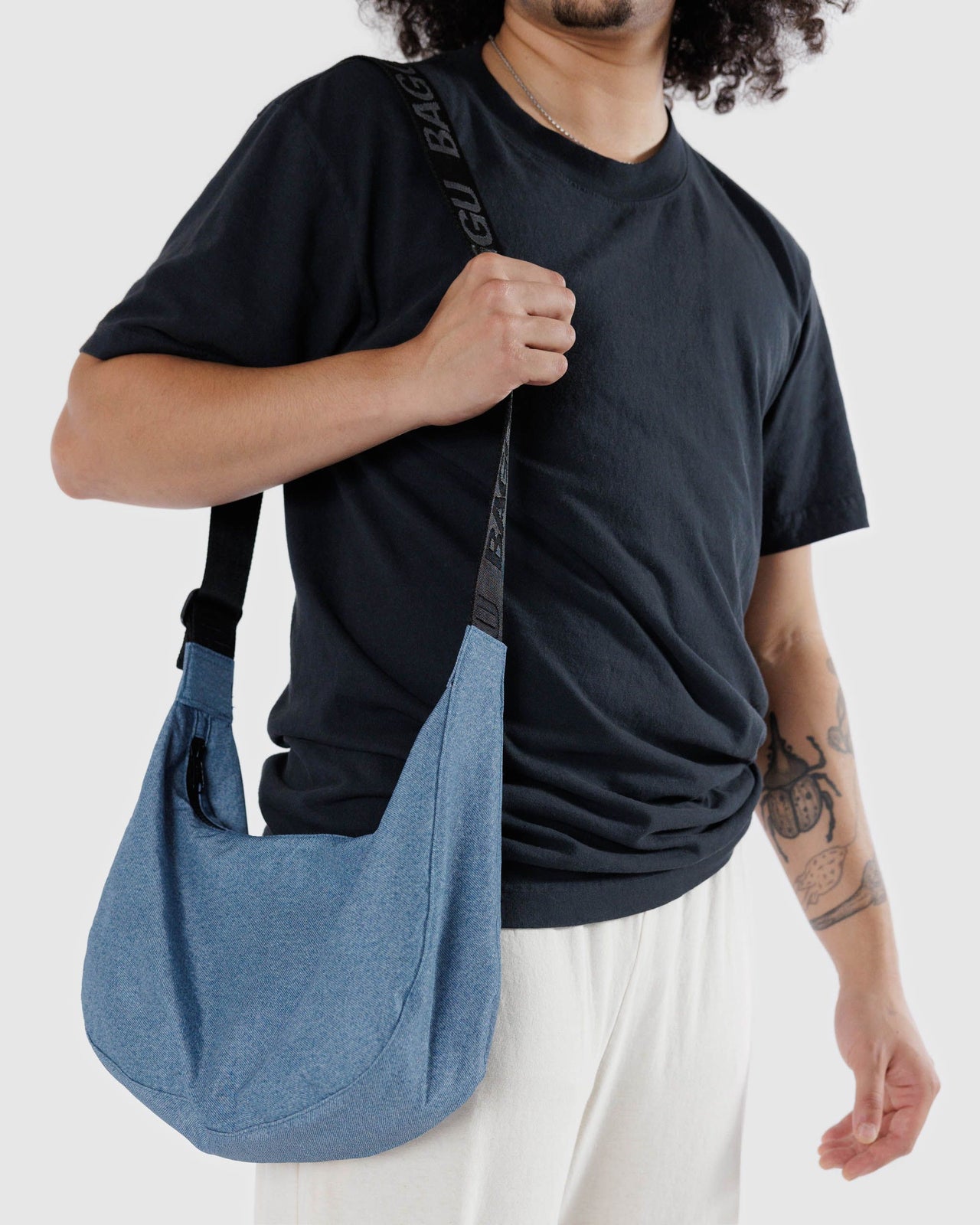 Medium Nylon Crescent Bag - Digital Denim
