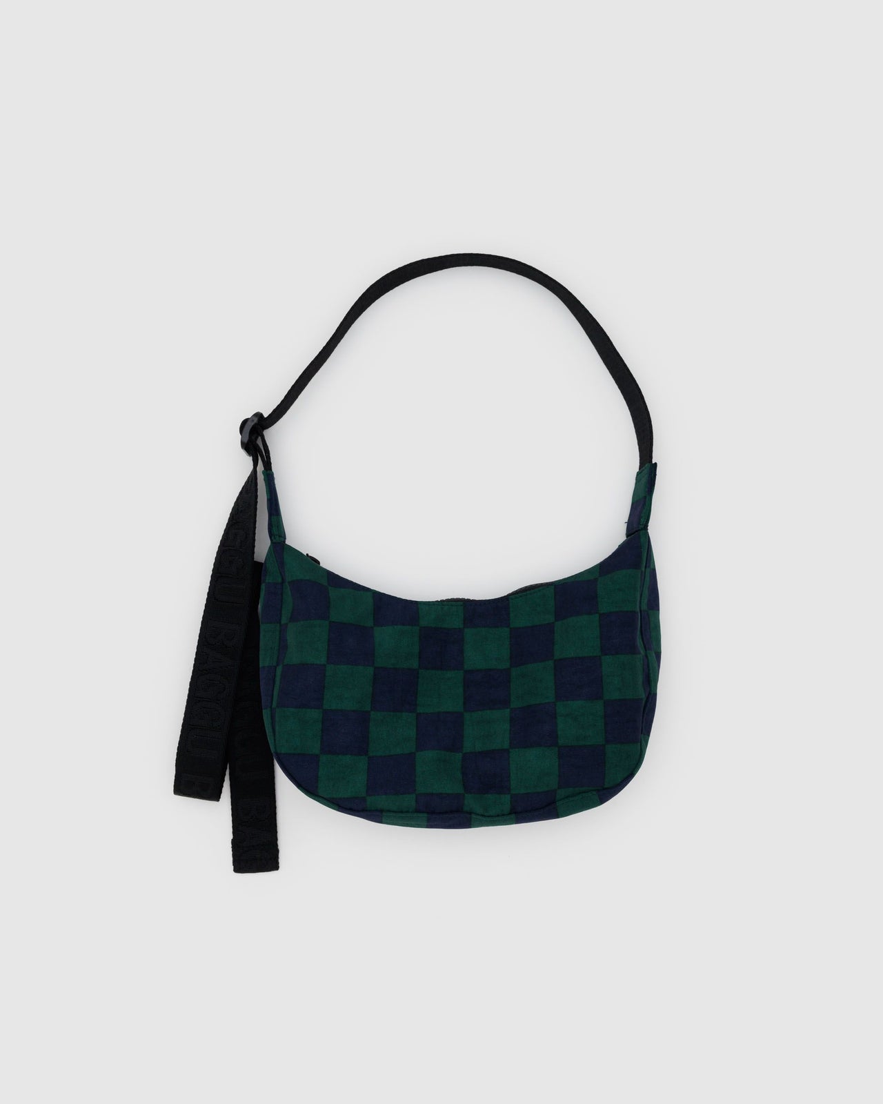 Small Nylon Crescent Bag - Navy Green Check FA24