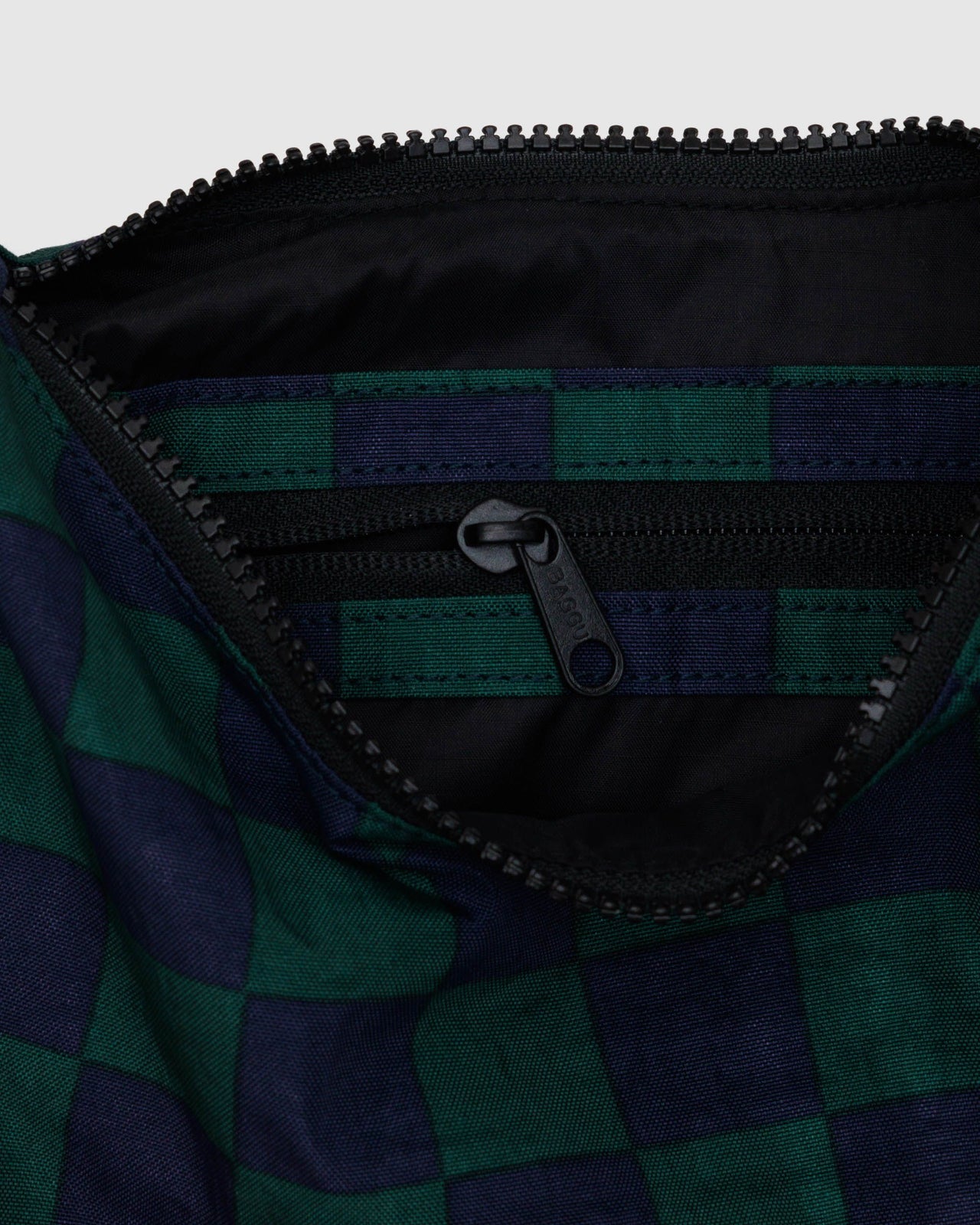 Small Nylon Crescent Bag - Navy Green Check FA24