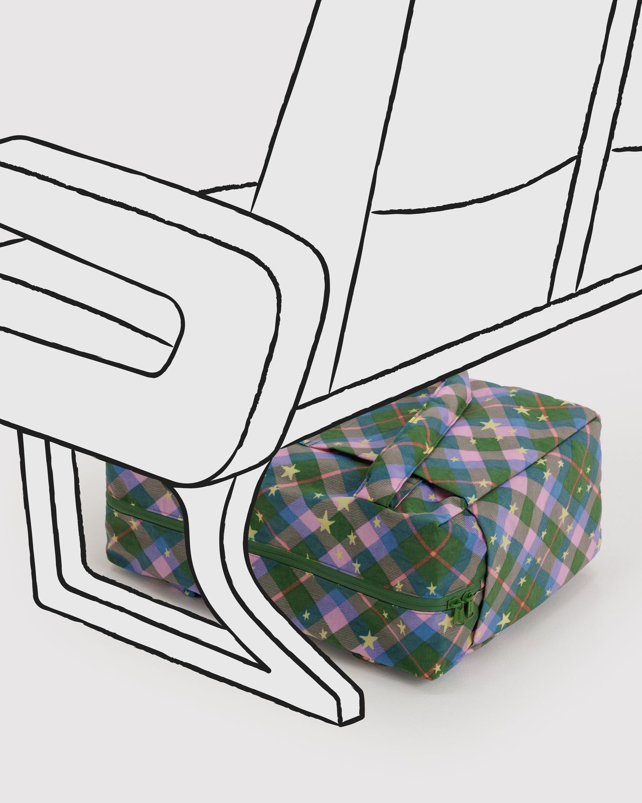 Small Cloud Carry-On - Green Star Plaid