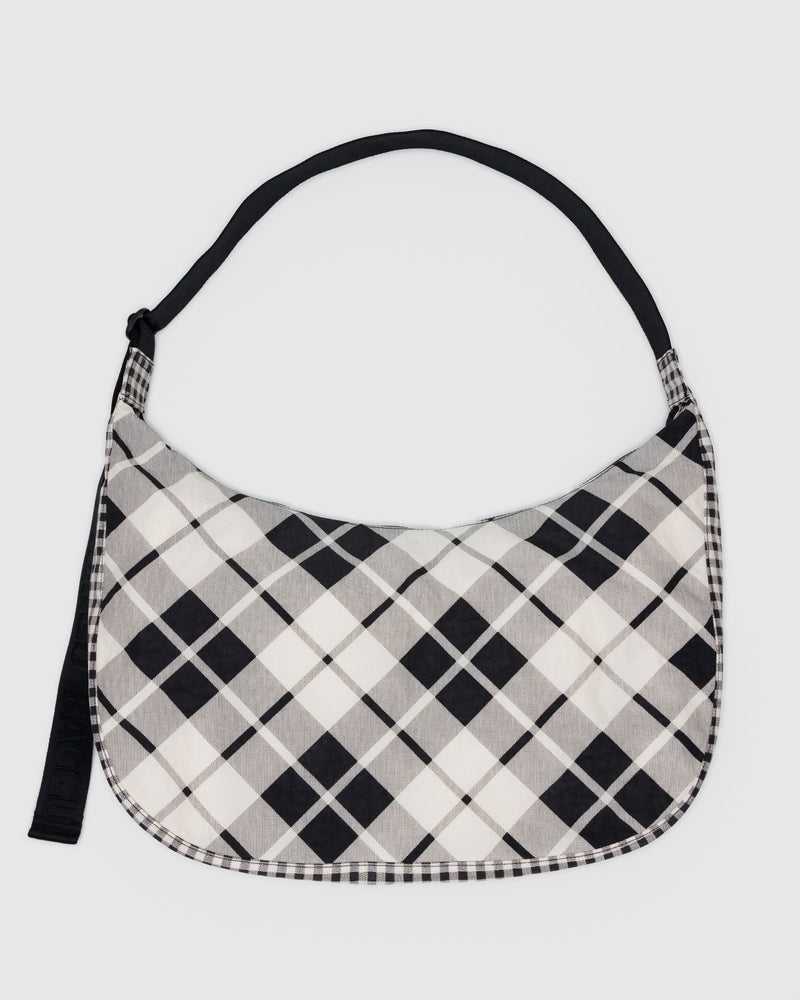 BAGGU Wholesale  Large Nylon Crescent Bag - Mixed Plaid