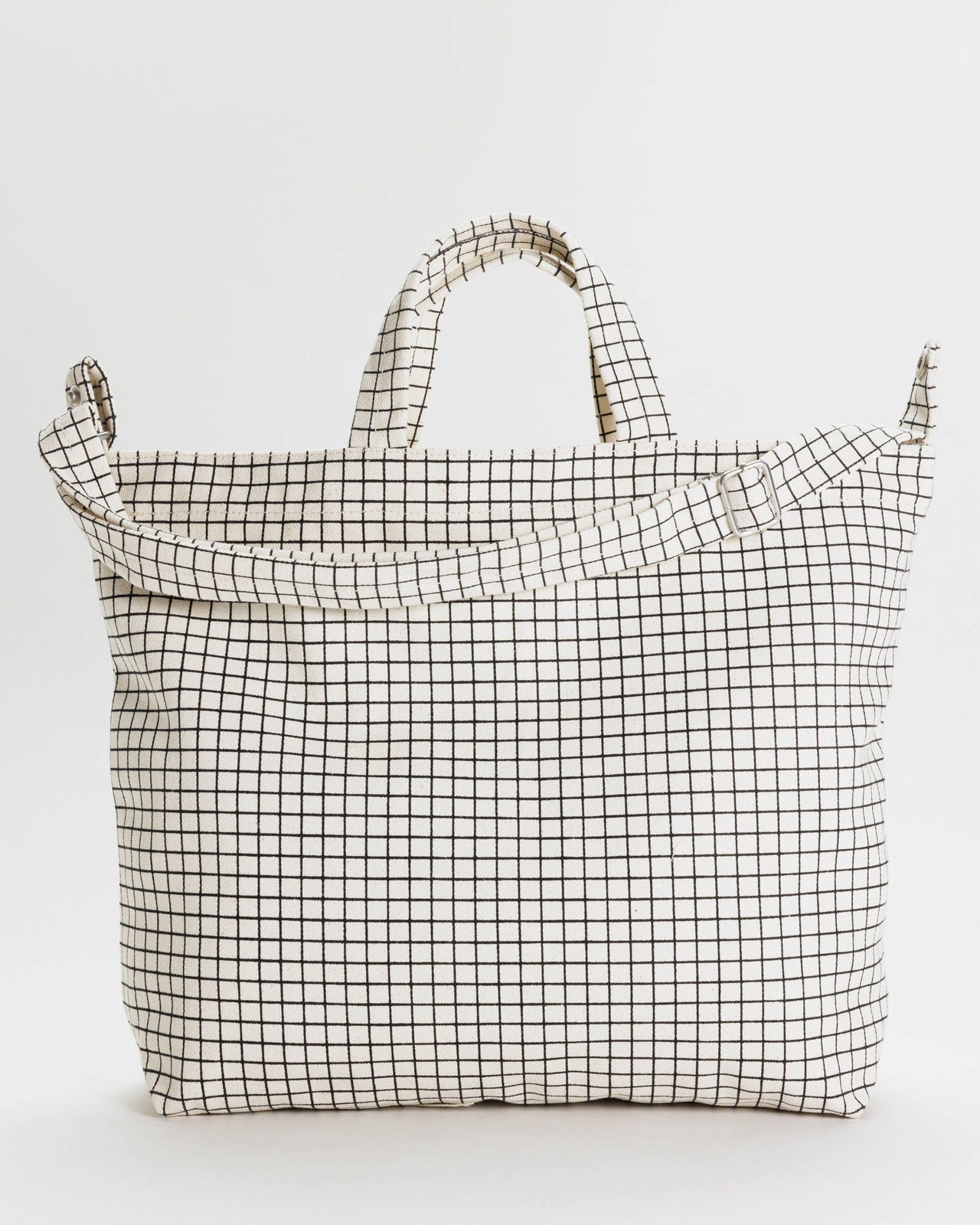 Horizontal Zip Duck Bag - Natural Grid