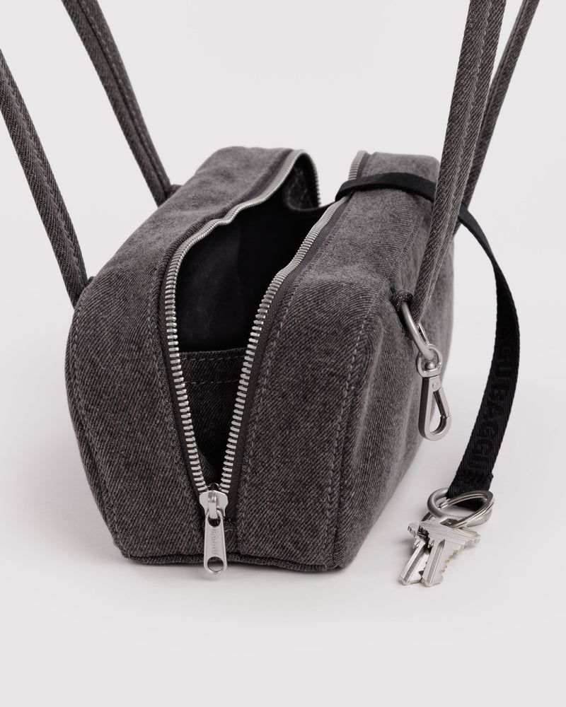 BAGGU Wholesale  Small Denim Bowler Bag - Washed Black Denim