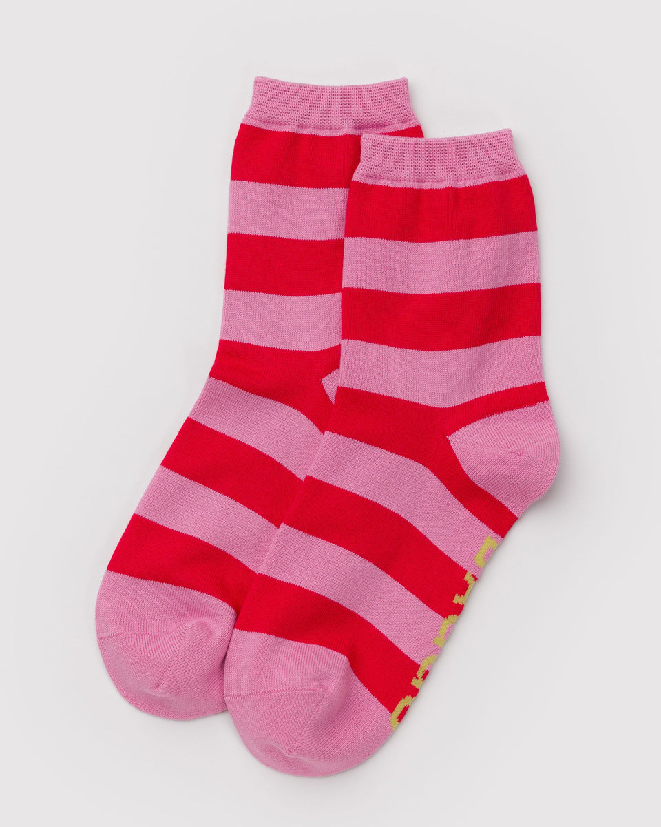 BAGGU Wholesale Socks Crew Sock - Pink Stripe