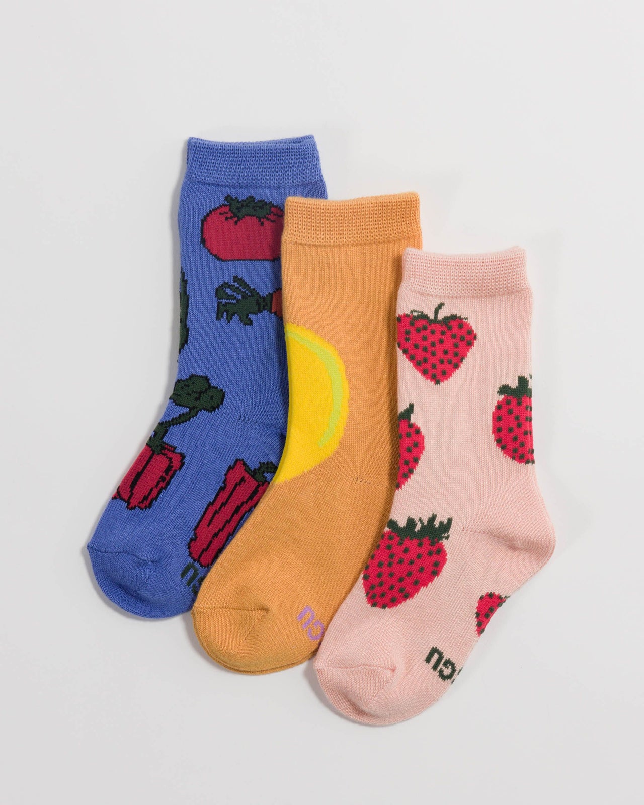Kids Crew Sock Set of 3 - Fruits & Veggies Large