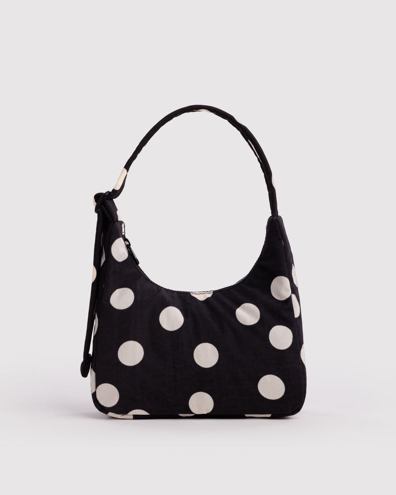 BAGGU Wholesale  Mini Nylon Shoulder Bag - Black and Cream Polka Dot