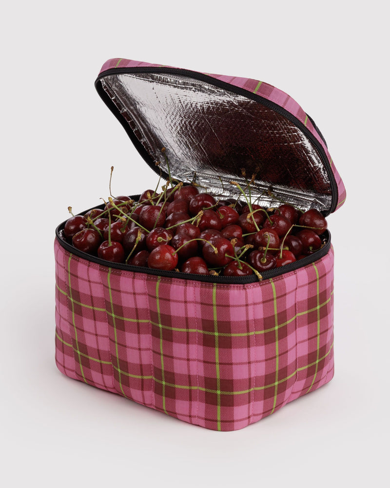 BAGGU Wholesale  Puffy Lunch Bag - Azalea Pink Tartan
