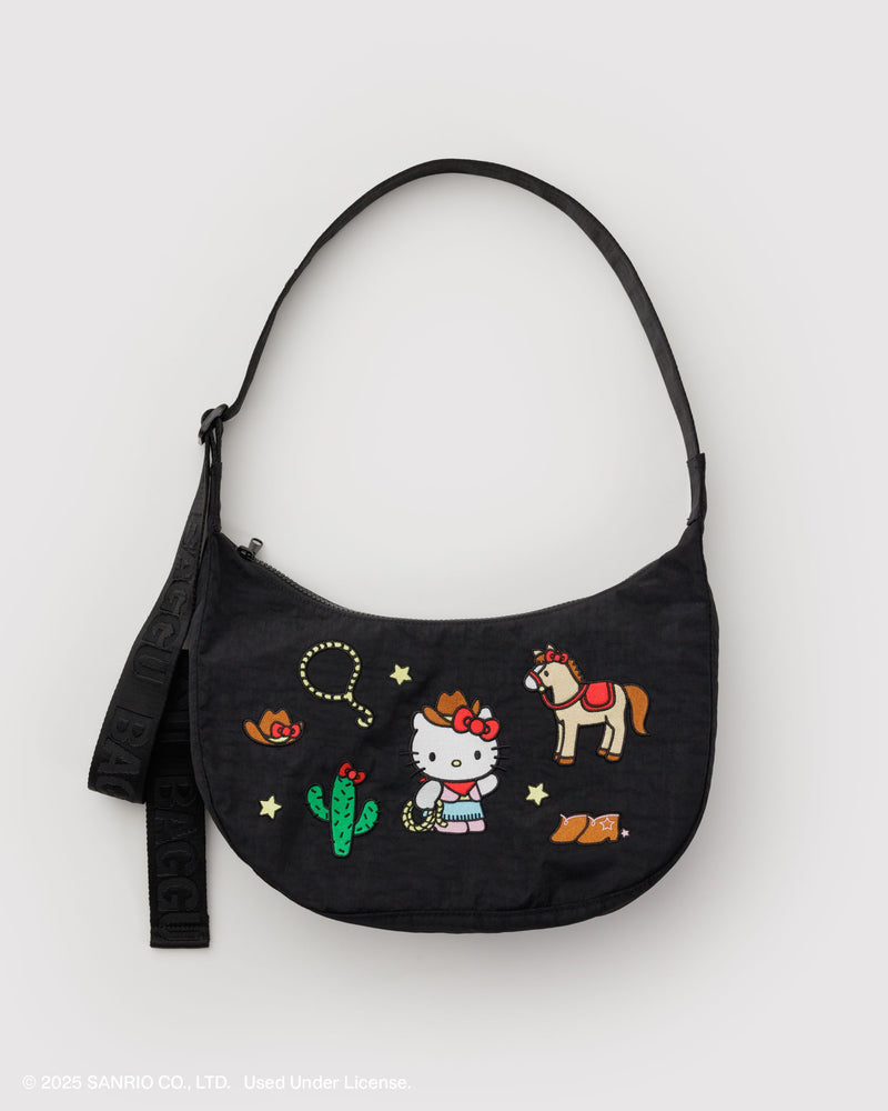 BAGGU Wholesale Cross Body Medium Nylon Crescent Bag - Embroidered Hello Kitty Western