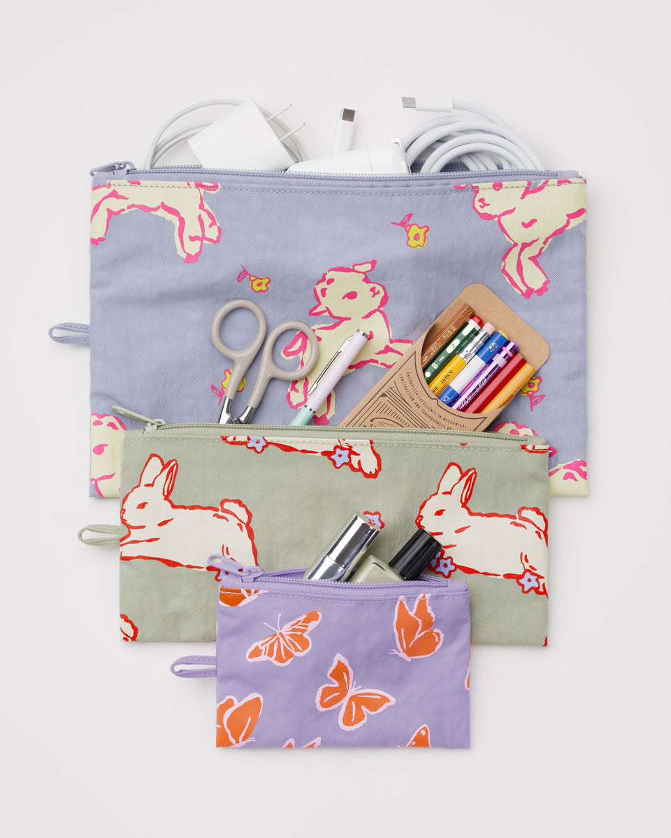 BAGGU Wholesale Pouches Flat Pouch Set - Spring Animals
