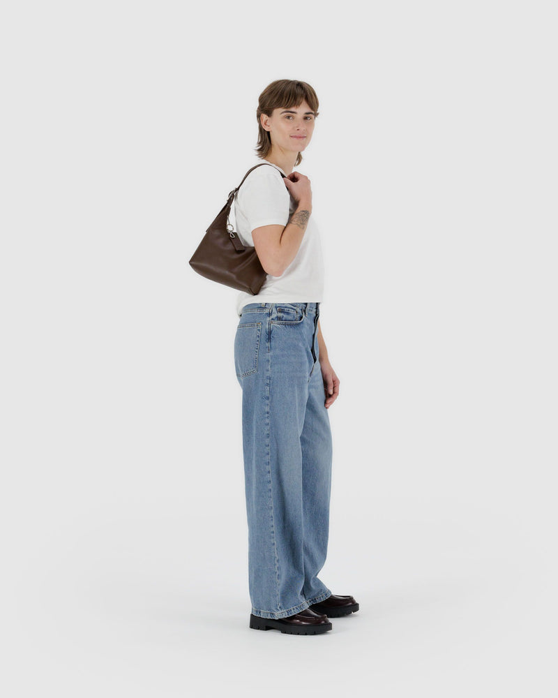 BAGGU Wholesale  Mini Recycled Leather Shoulder Bag - Brown