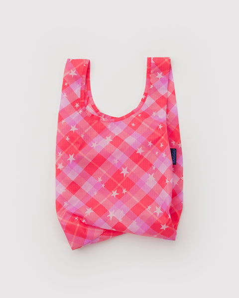 BAGGU Wholesale Reusable Bags Baby Baggu - Pink Star Plaid