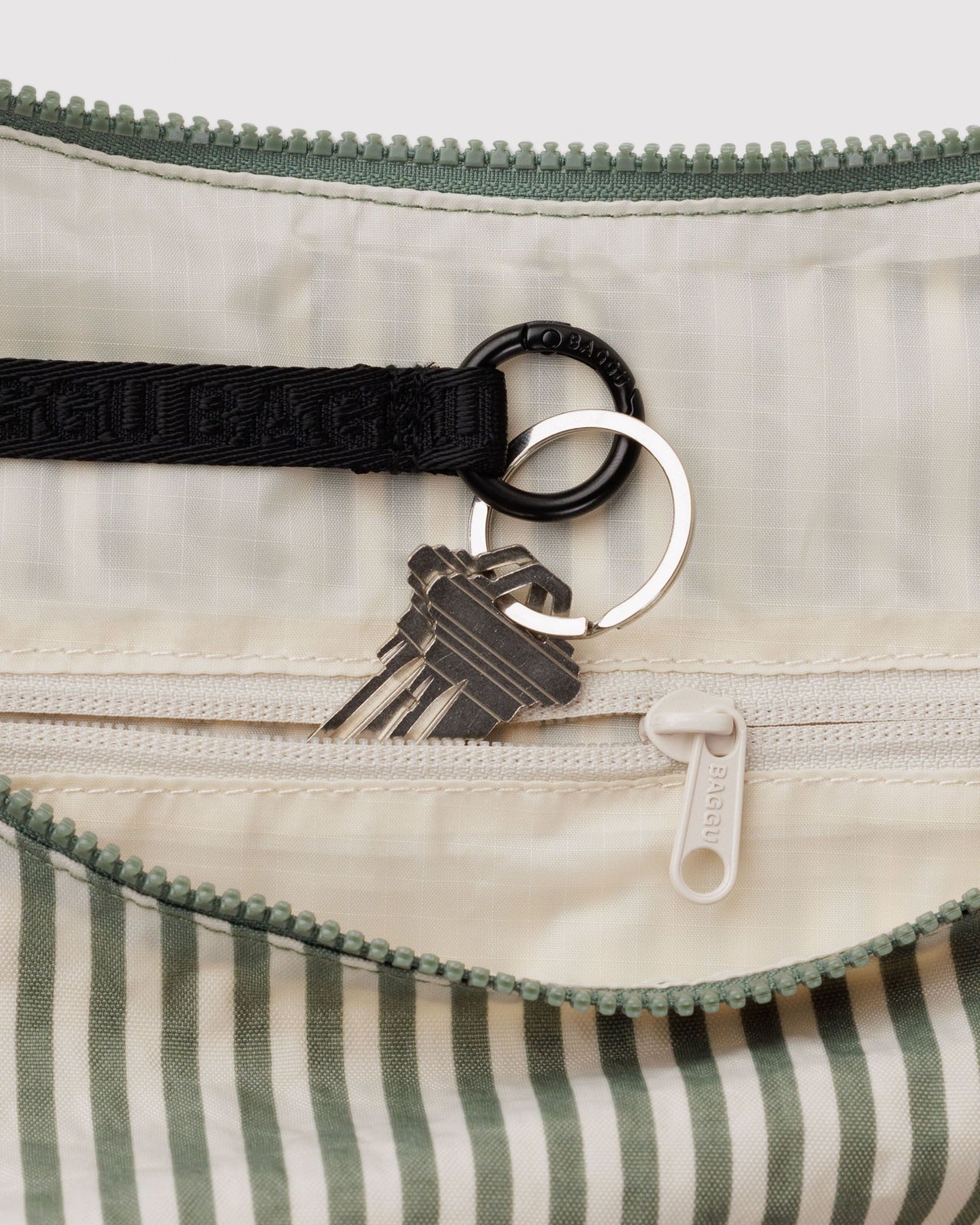 Large Nylon Crescent Bag - Sage Stripe