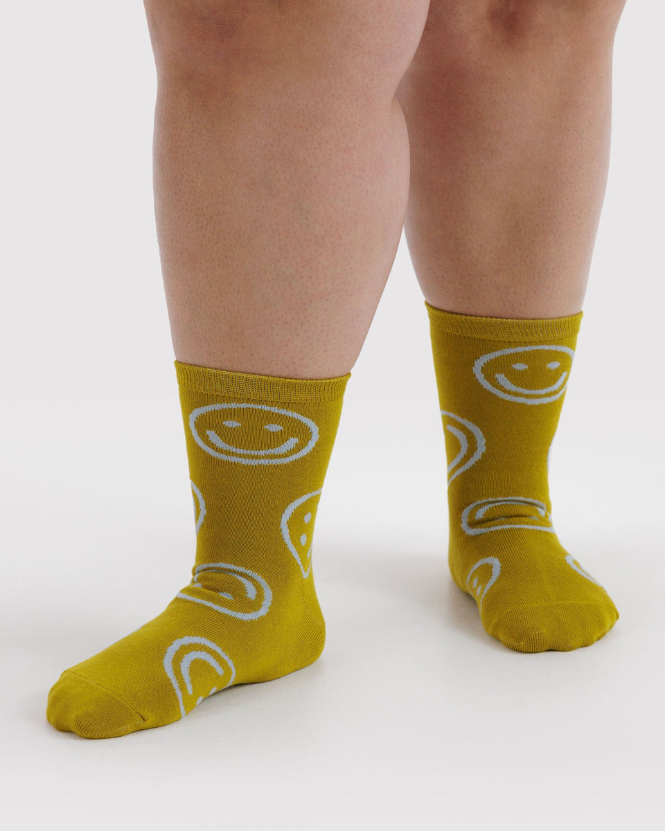 BAGGU Wholesale Socks Crew Sock - Ochre Happy