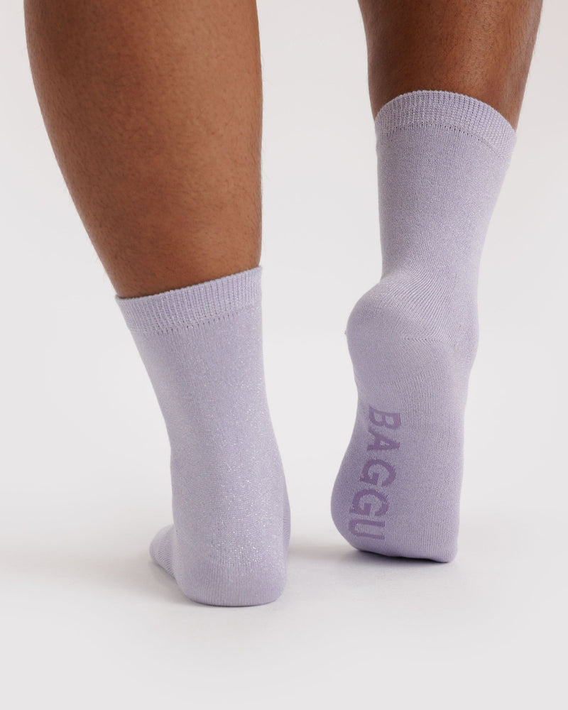 BAGGU Wholesale Metallics Crew Sock - Lilac Metallic