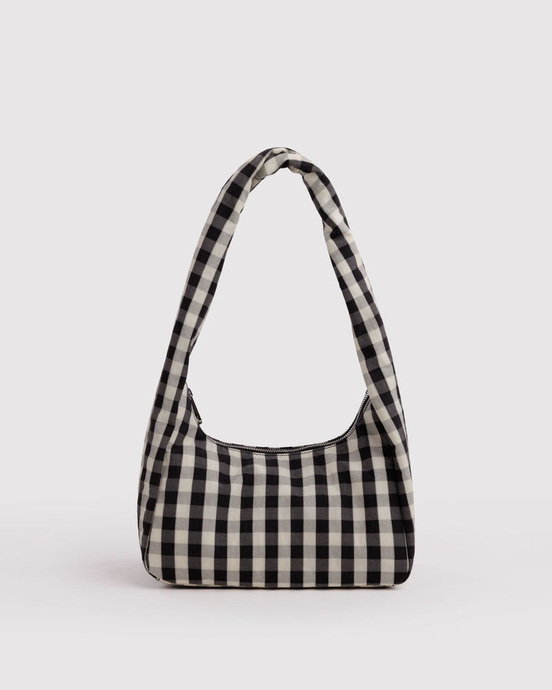 BAGGU Wholesale  Small Nylon Meringue Bag - Black and Cream Gingham