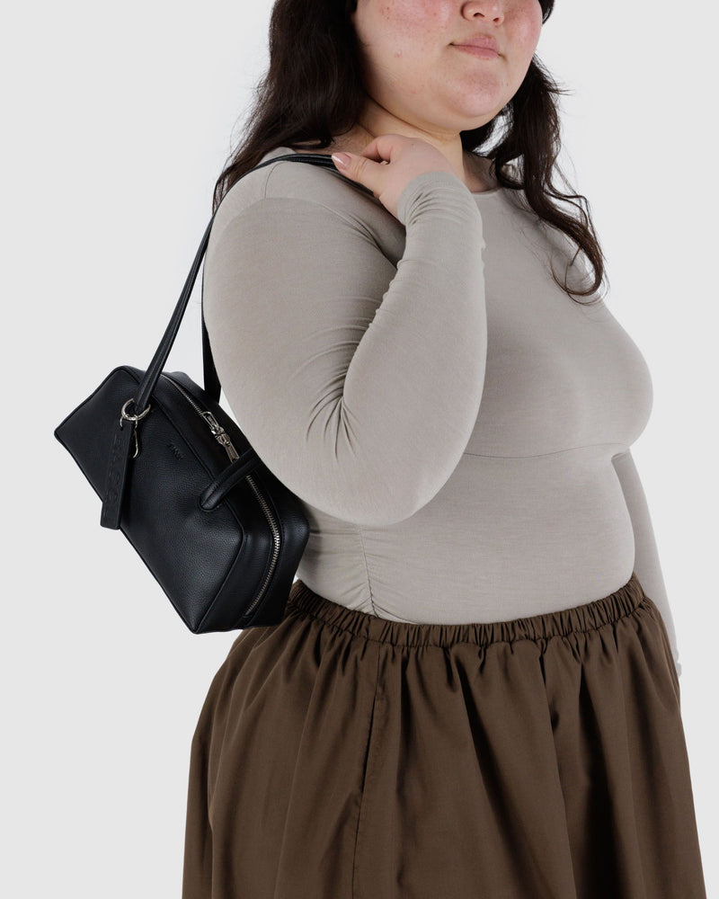 BAGGU Wholesale  Small Recycled Leather Bowler Bag - Black