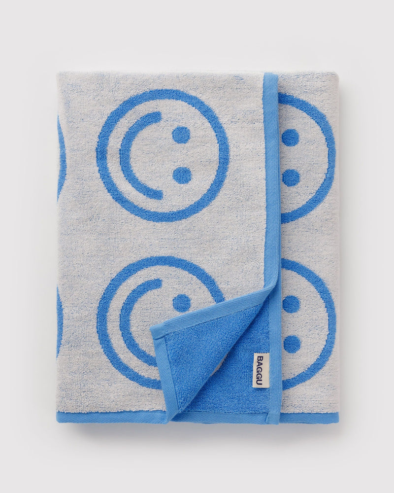 BAGGU Wholesale  Bath Towel - Sky Blue Happy