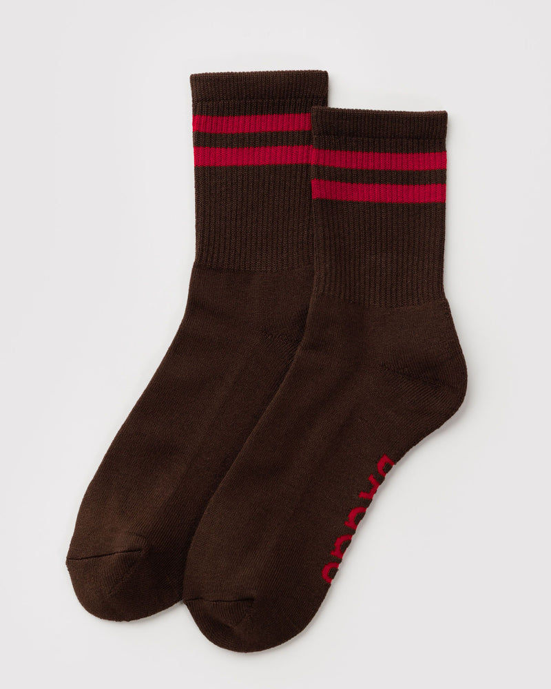 BAGGU Wholesale  Ribbed Sock - Coffee Stripe