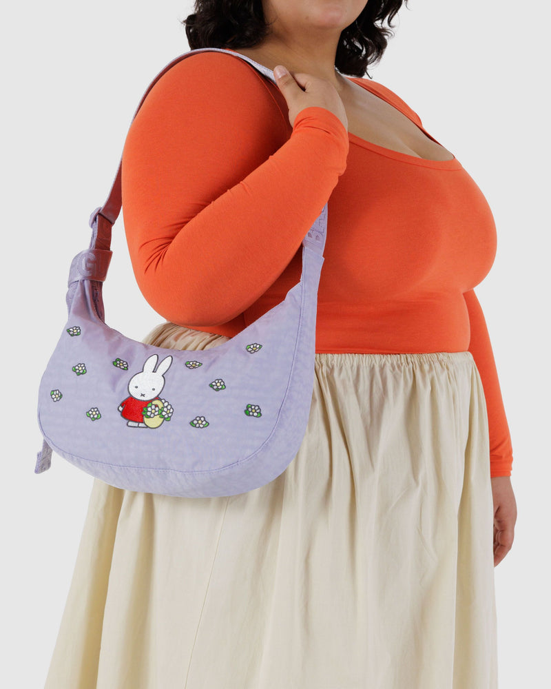 BAGGU Wholesale Cross Body Medium Nylon Crescent Bag - Embroidered Miffy