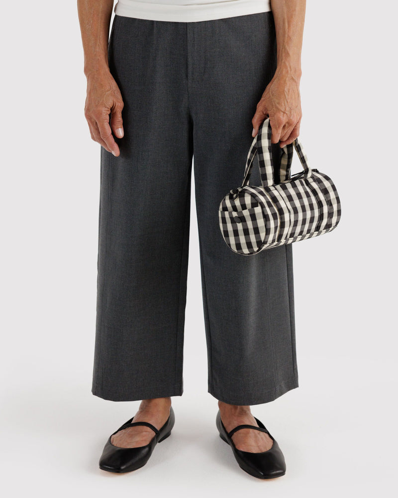 BAGGU Wholesale  Small Nylon Duffle Bag - Black and Cream Gingham