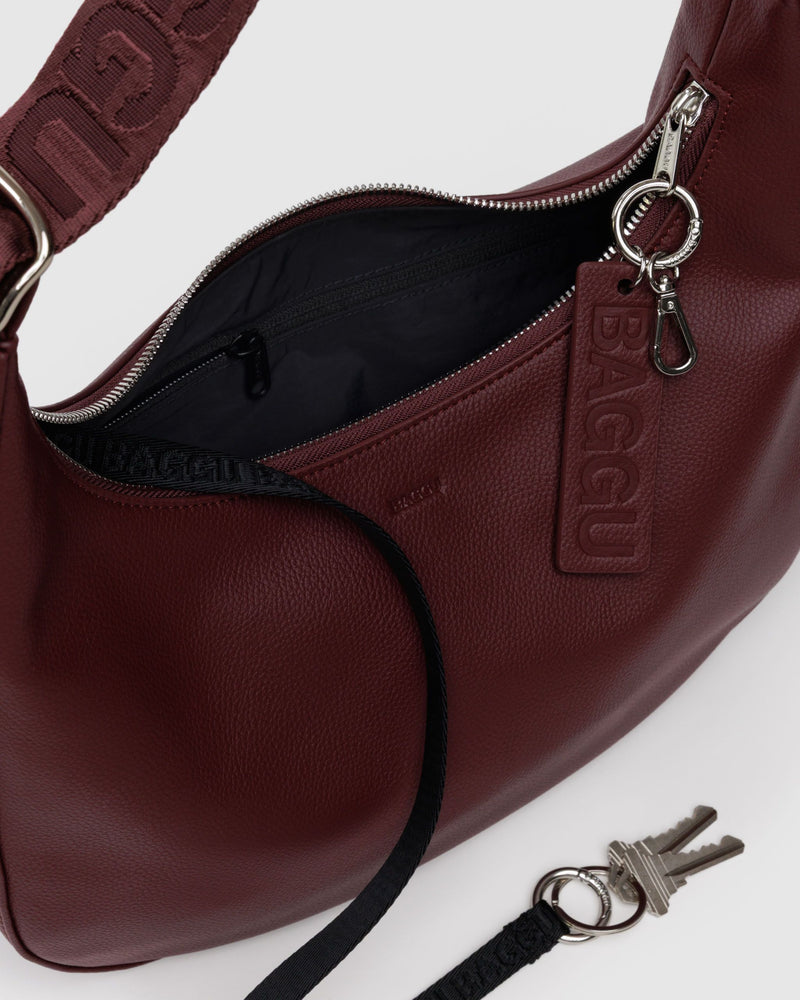 BAGGU Wholesale  Medium Recycled Leather Crescent Bag - Mahogany