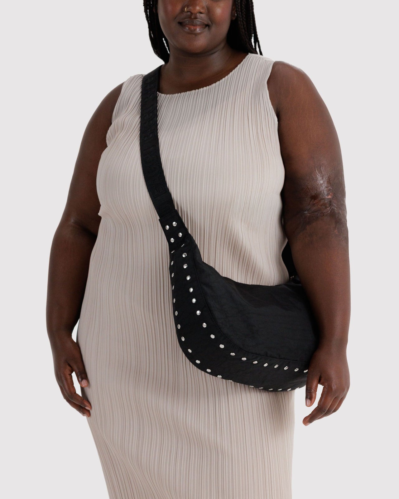 Medium Nylon Crescent Bag - Studs