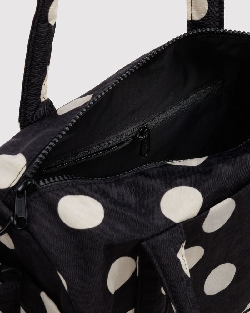 BAGGU Wholesale  Nylon Duffle Bag - Black and Cream Polka Dot