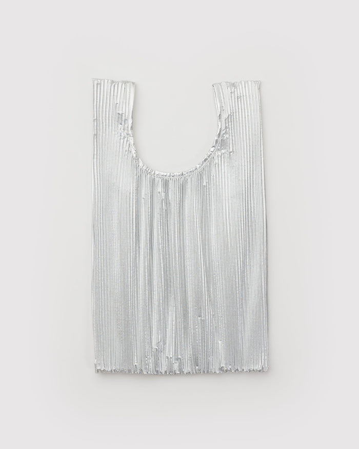 BAGGU Wholesale Metallics Pleated Baggu - Chrome Metallic