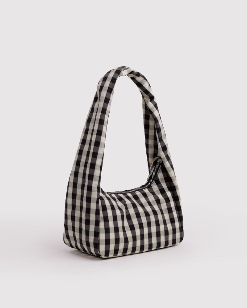 BAGGU Wholesale  Small Nylon Meringue Bag - Black and Cream Gingham