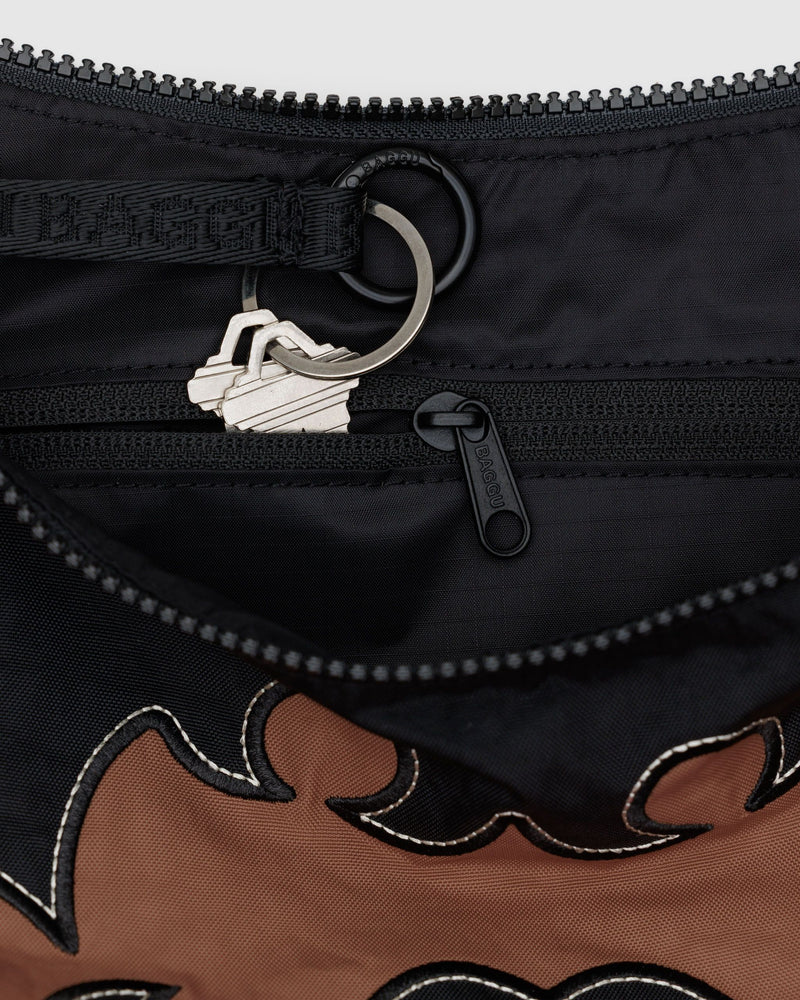 BAGGU Wholesale Cross Body Medium Nylon Crescent Bag - Western Appliqué