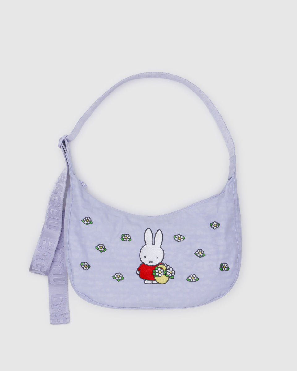 BAGGU Wholesale Cross Body Medium Nylon Crescent Bag - Embroidered Miffy