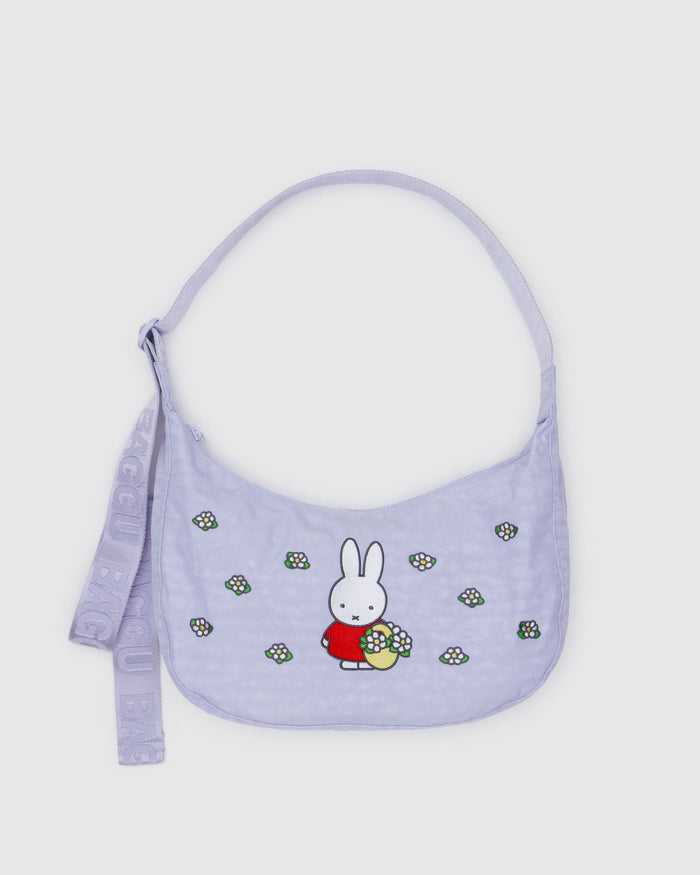 BAGGU Wholesale Crescent Bags Medium Nylon Crescent Bag - Embroidered Miffy