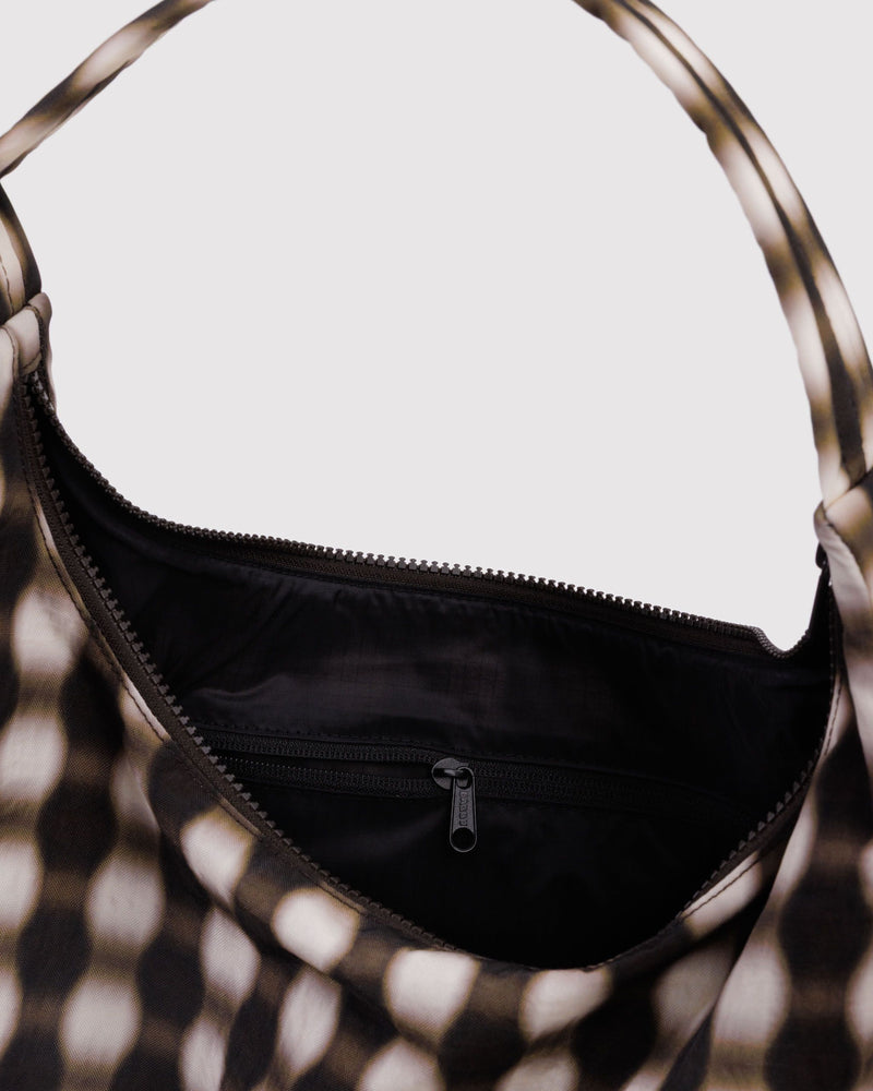 BAGGU Wholesale  Nylon Shoulder Bag - Blurred Gingham Brown