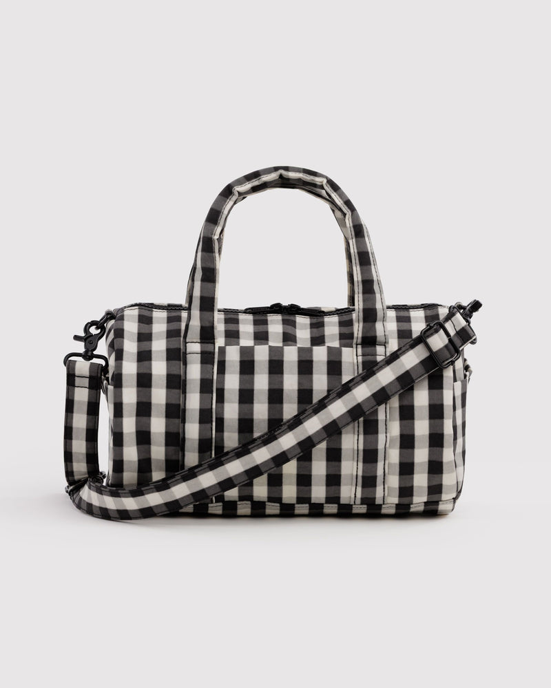 BAGGU Wholesale  Nylon Duffle Bag - Black and Cream Gingham