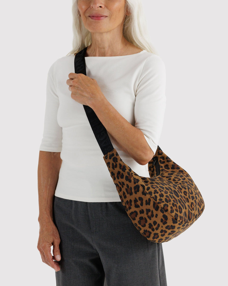 BAGGU Wholesale Cross Body Medium Nylon Crescent Bag - Leopard
