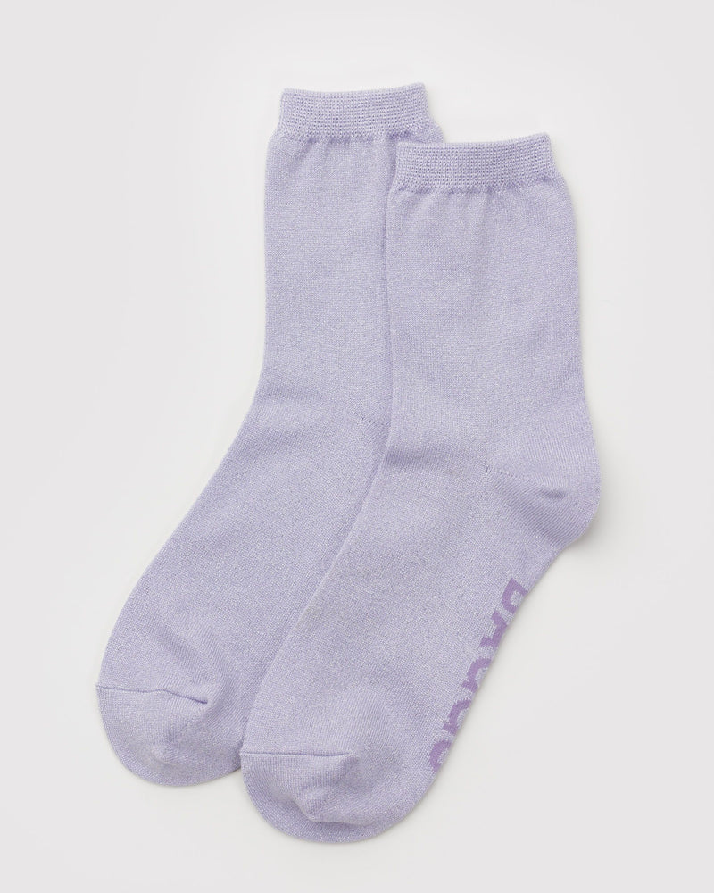 BAGGU Wholesale Metallics Crew Sock - Lilac Metallic