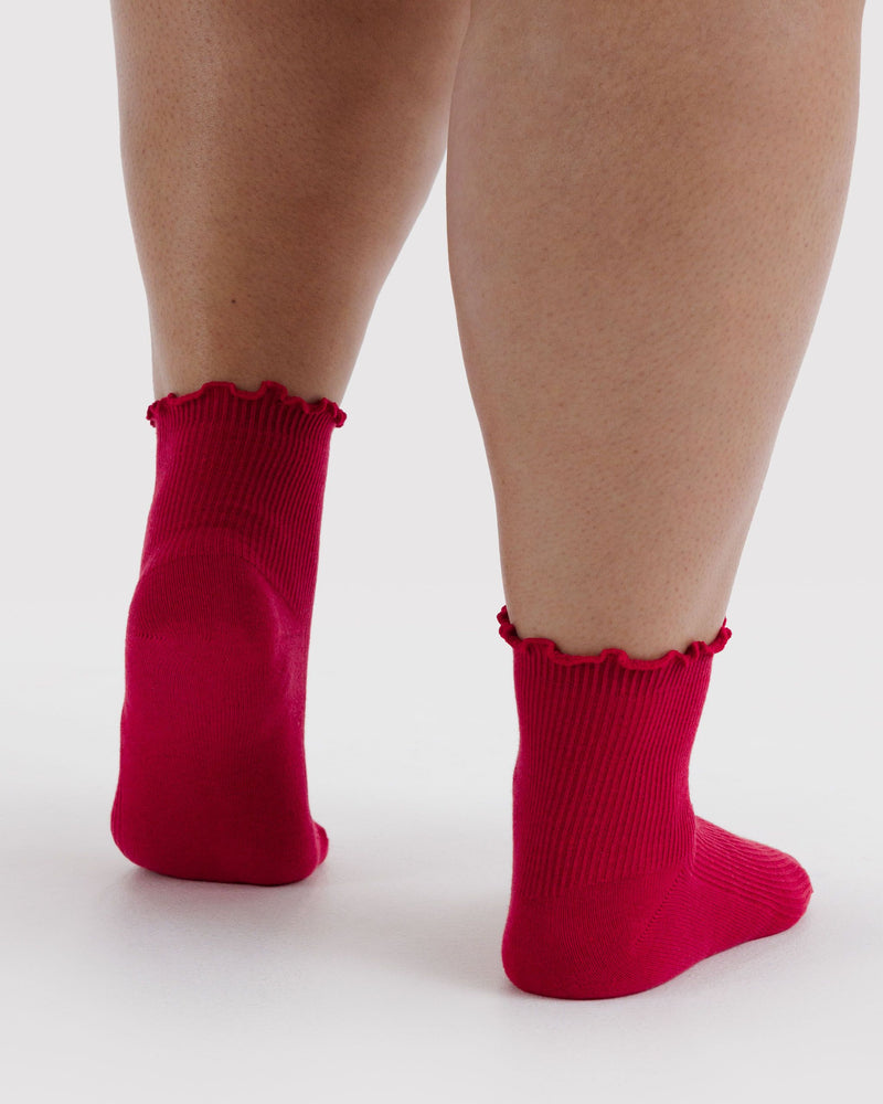 BAGGU Wholesale  Lettuce Edge Sock Set of 2 - Wild Plum & Cherry