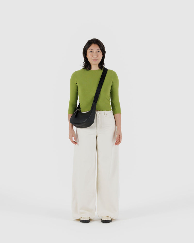 BAGGU Wholesale  Small Recycled Leather Crescent Bag - Black
