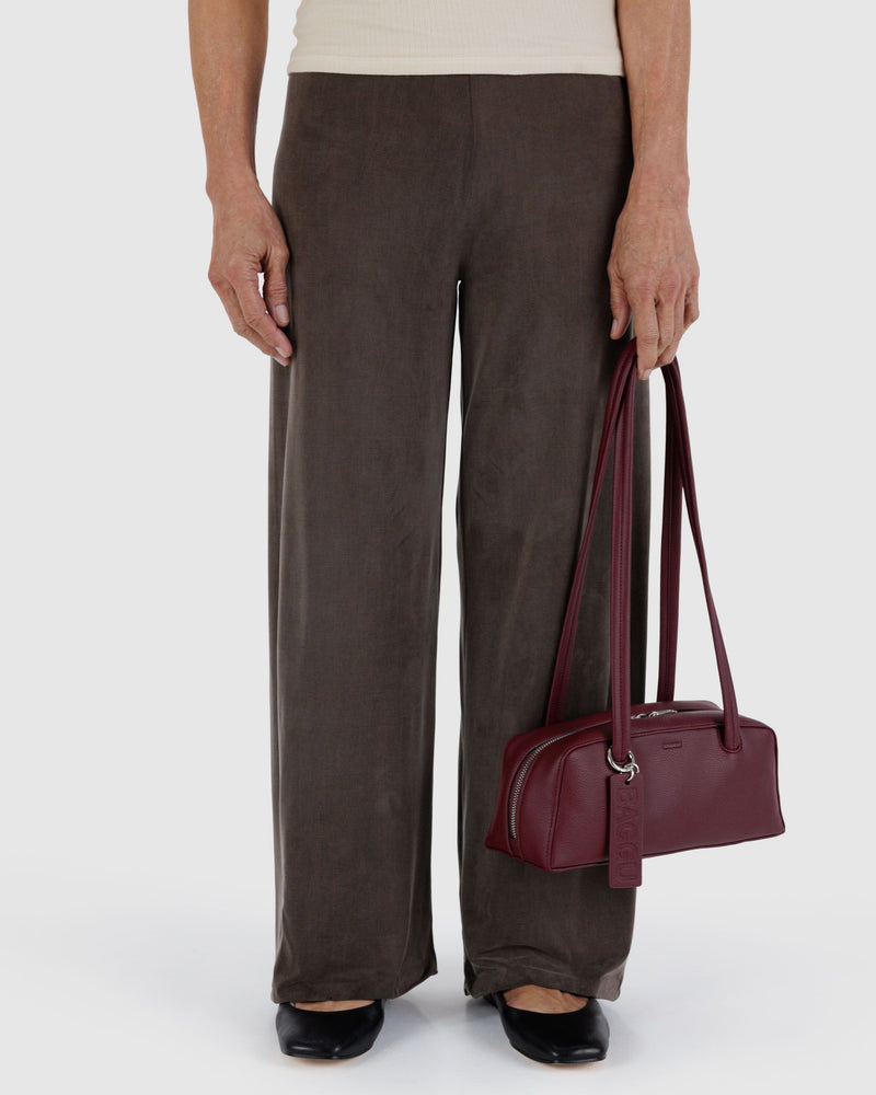 BAGGU Wholesale  Small Recycled Leather Bowler Bag - Mahogany