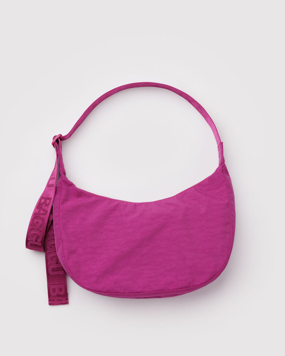 BAGGU Wholesale Cross Body Medium Nylon Crescent Bag - Deep Fuchsia