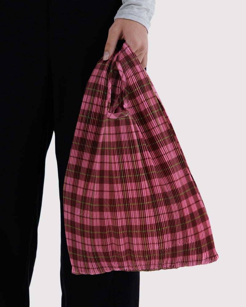 BAGGU Wholesale  Pleated Baggu - Azalea Pink Tartan