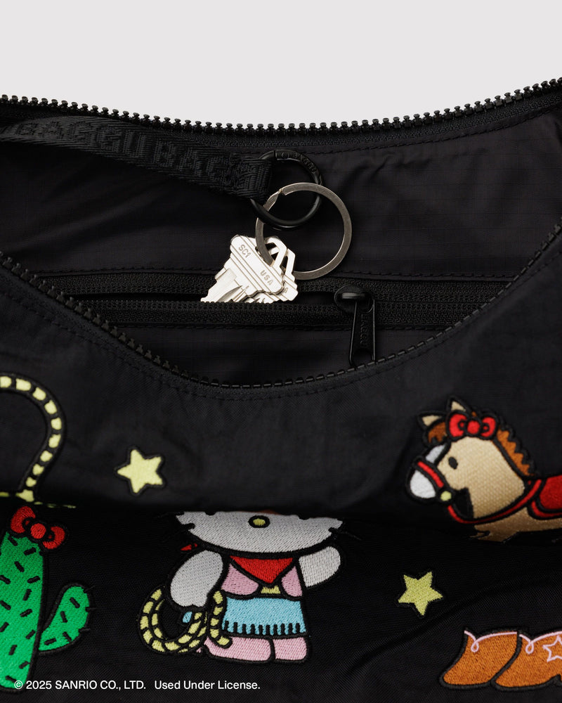 BAGGU Wholesale Cross Body Medium Nylon Crescent Bag - Embroidered Hello Kitty Western
