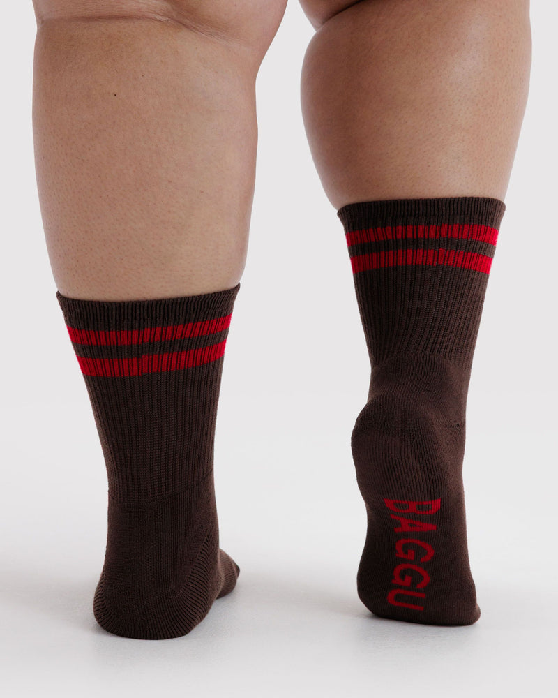 BAGGU Wholesale  Ribbed Sock - Coffee Stripe