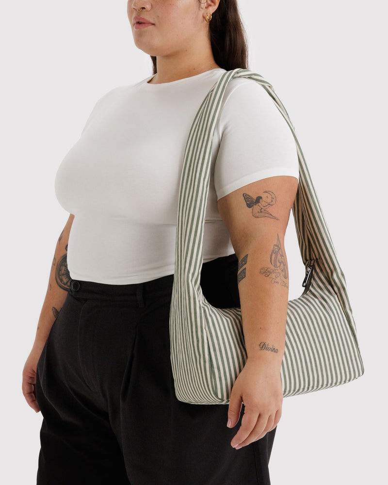 BAGGU Wholesale  Nylon Meringue Bag - Sage Stripe