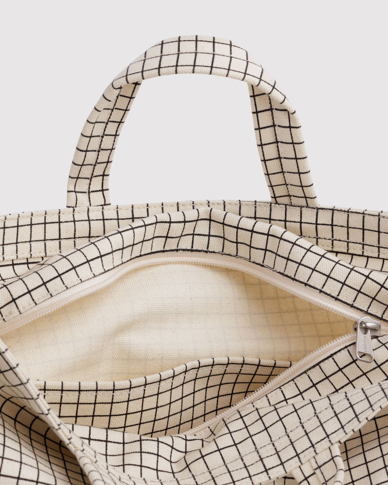 BAGGU Wholesale  Horizontal Zip Duck Bag - Natural Grid