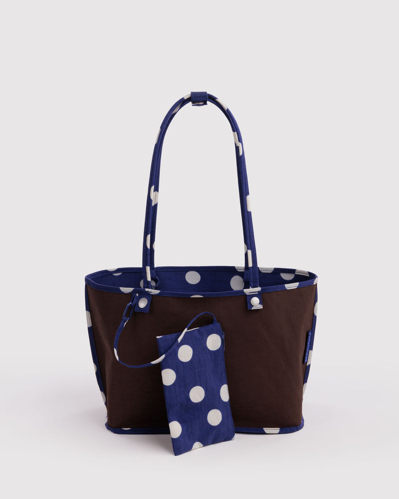BAGGU Wholesale  Medium Nylon Reversible Tote - Navy Polka Dot Mix